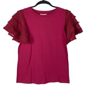Anthropologie Pepin lace sleeve tee